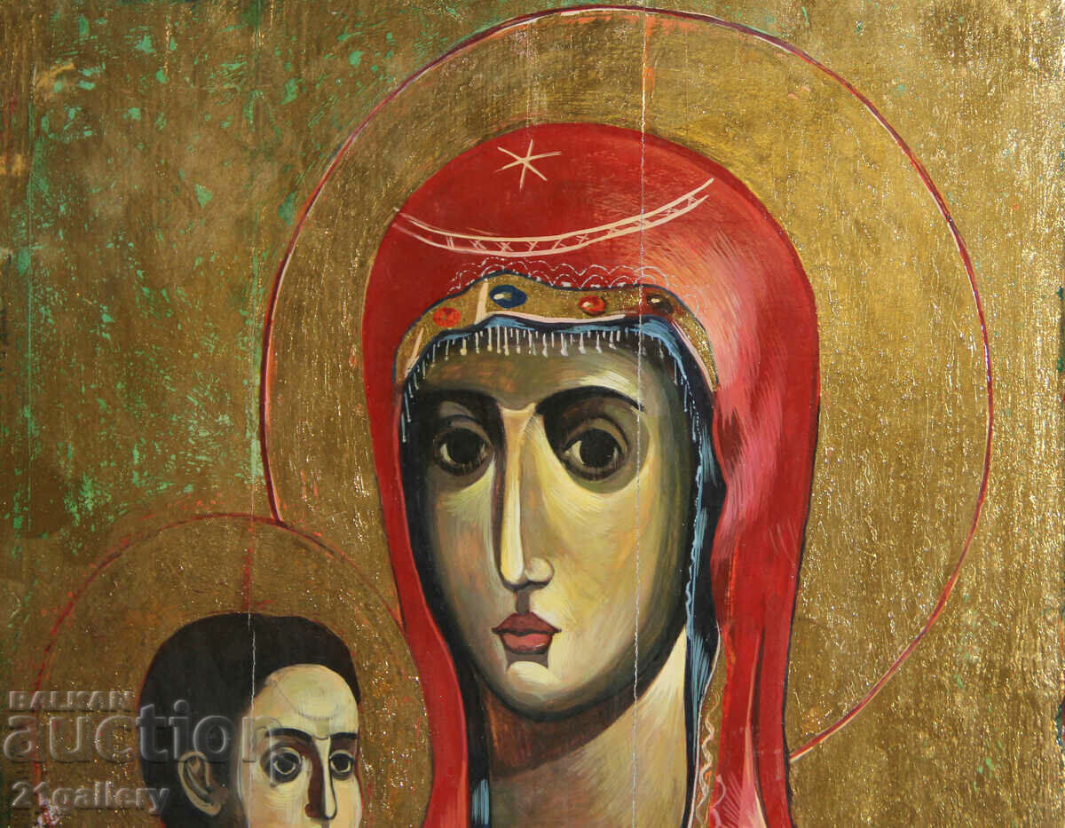 Auction Hand-painted icon of the Holy Mother of God with the Child Auction Hand-painted icon of the Holy Mother of God with the Child