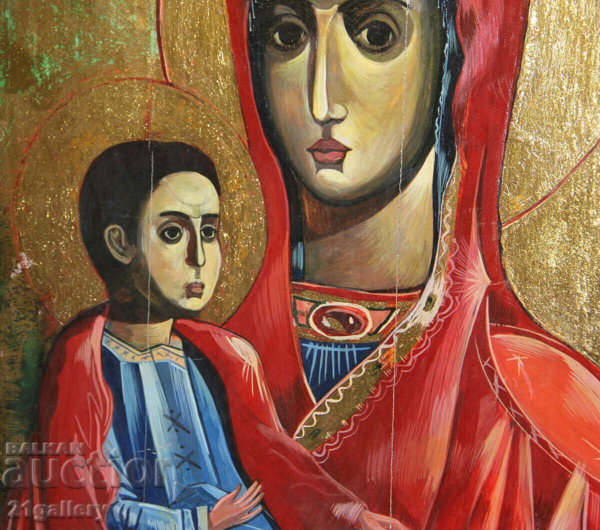 Delivery of Hand-painted icon of the Holy Mother of God with the Child Delivery of Hand-painted icon of the Holy Mother of God with the Child