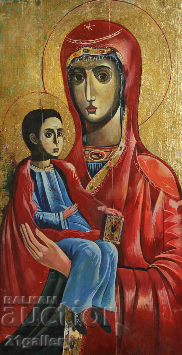 Hand-painted icon of the Holy Mother of God with the Child Hand-painted icon of the Holy Mother of God with the Child