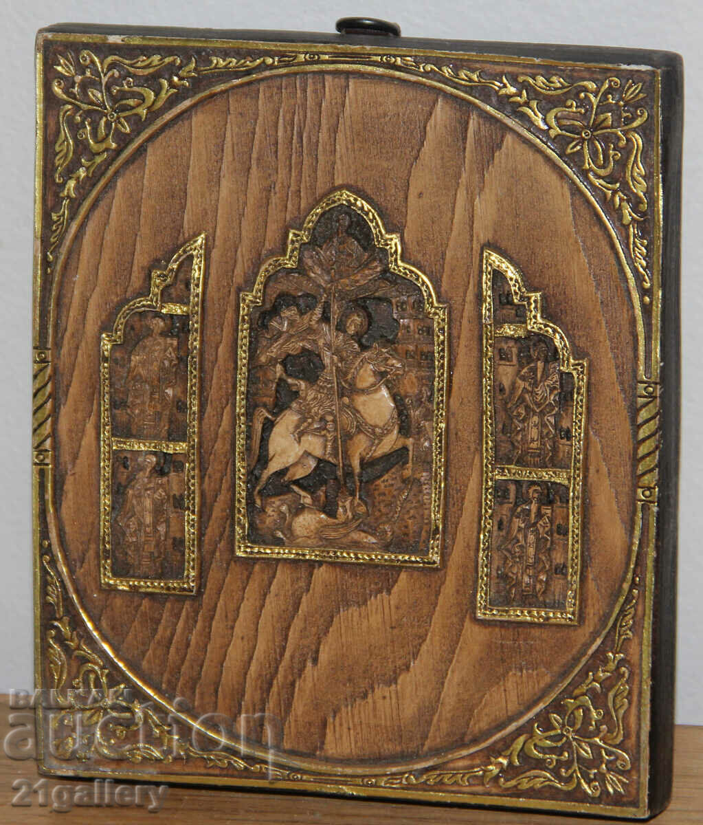 Hand carved icon of Saint George with price 350.00 BGN | € 178.95 Hand carved icon of Saint George with price 350.00 BGN | € 178.95