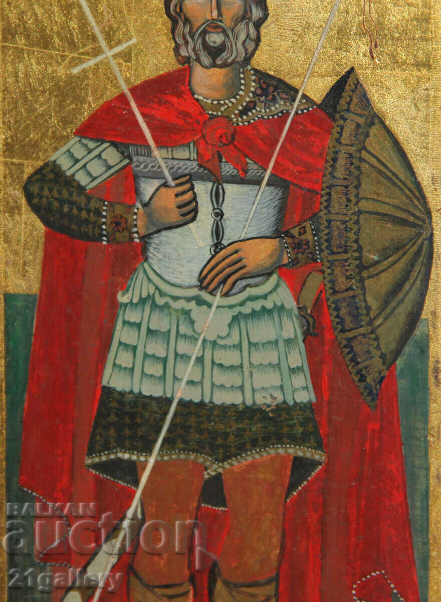 Hand drawn icon of Saint Mina with spear - 6 Hand drawn icon of Saint Mina with spear - 6