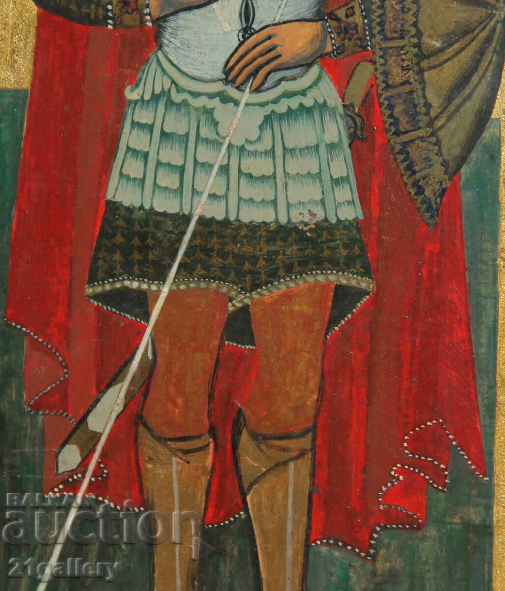 Hand drawn icon of Saint Mina with spear - 7 Hand drawn icon of Saint Mina with spear - 7