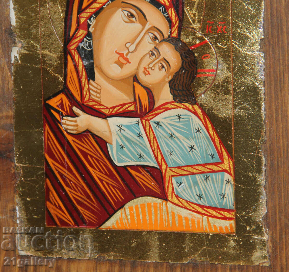 Icoana pictata manual a Sfintei Maicii Domnului cu Pruncul - 6