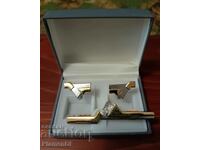 Tie clip and cufflink set