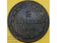 Vatican 2 bayochi 1848 Pius al IX-lea Pontif 34 mm bronz