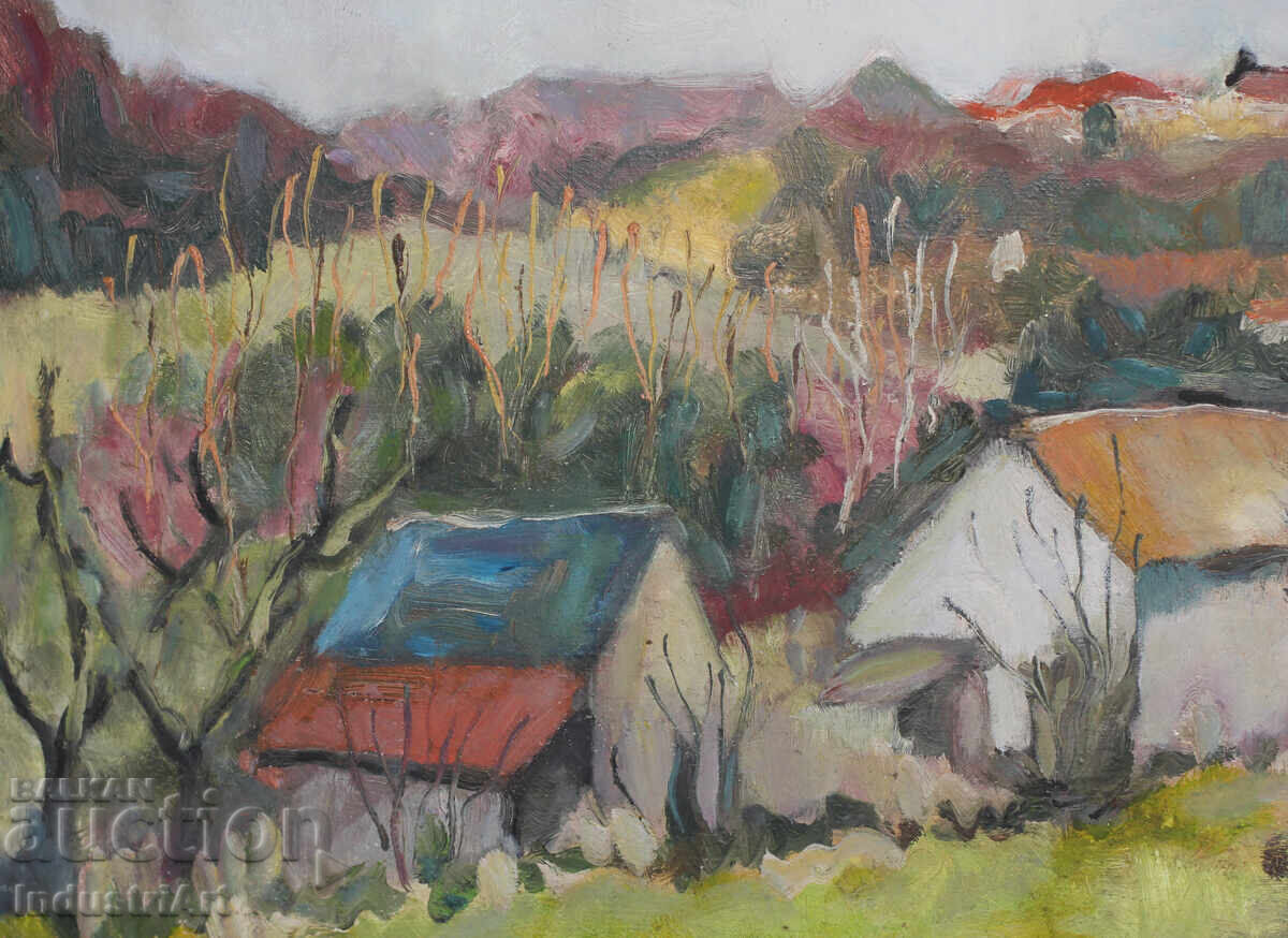 Auction Vintage oil painting somewhere in the French Provence landsc Auction Vintage oil painting somewhere in the French Provence landsc