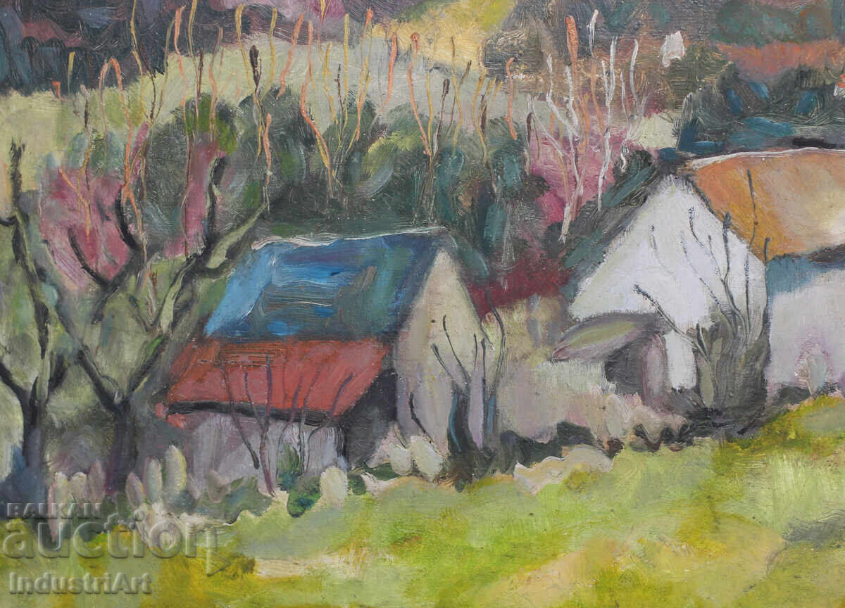 Delivery of Vintage oil painting somewhere in the French Provence landsc Delivery of Vintage oil painting somewhere in the French Provence landsc