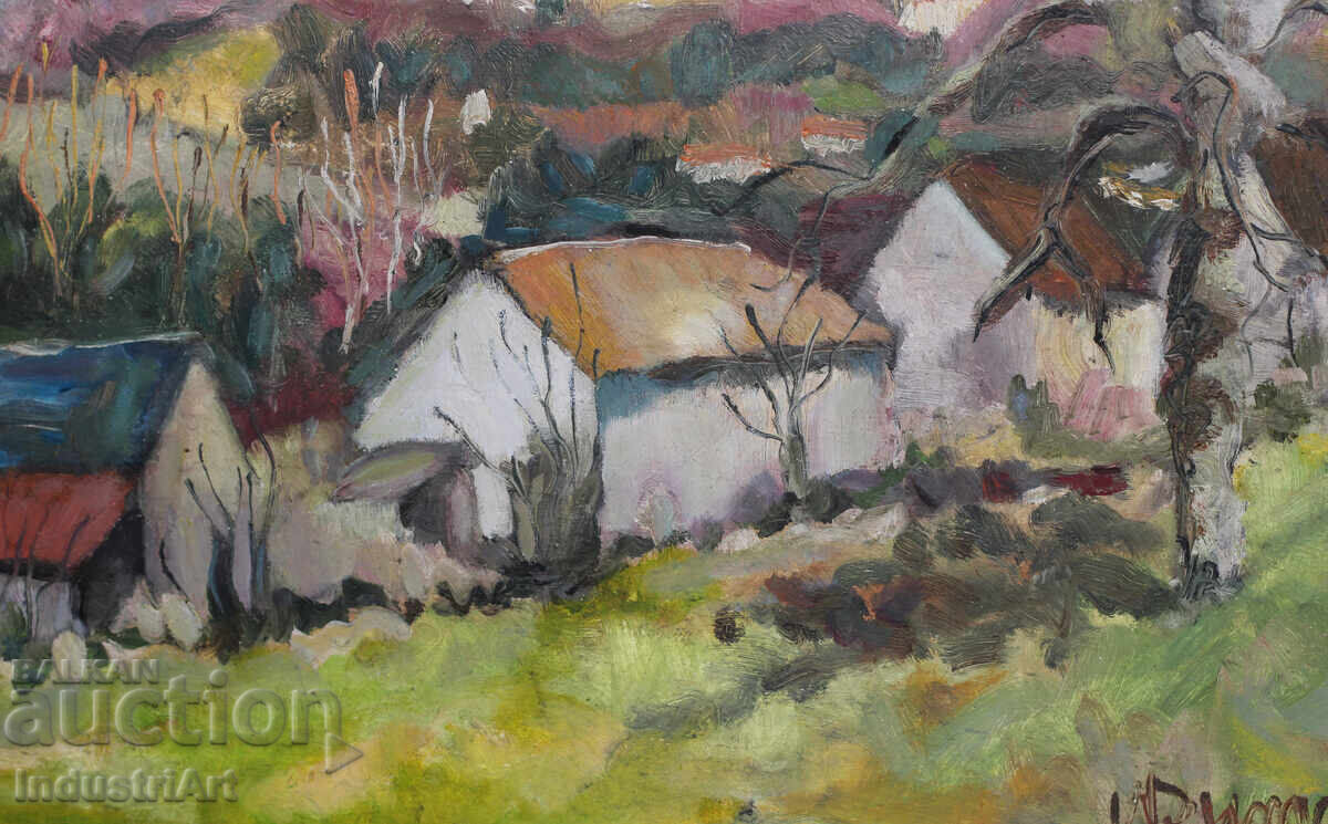 Vintage oil painting somewhere in the French Provence landsc - 5 Vintage oil painting somewhere in the French Provence landsc - 5