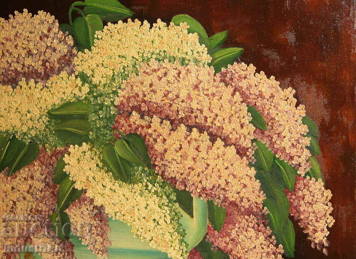 Auction Still life oil painting with lilacs - signed Auction Still life oil painting with lilacs - signed