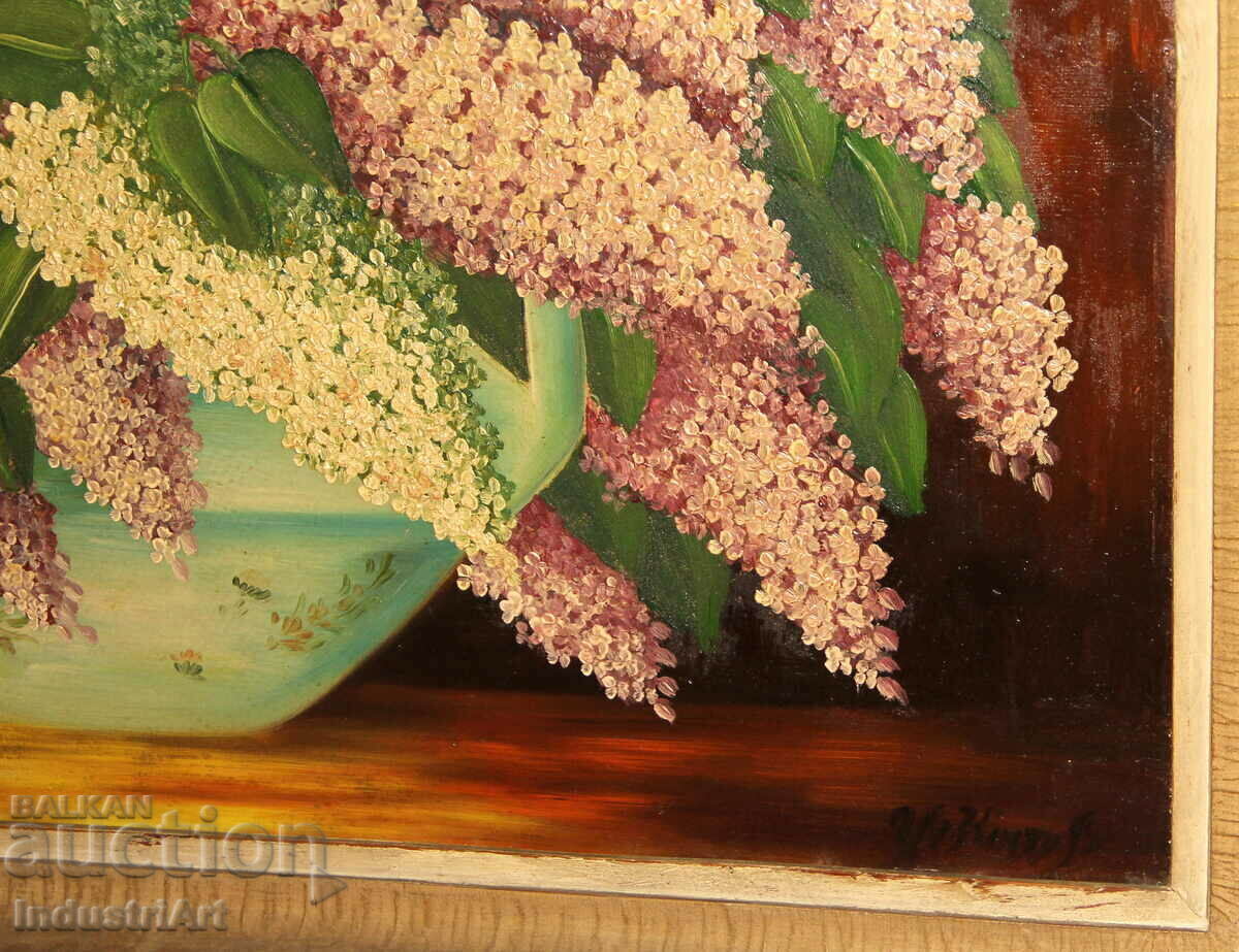 Delivery of Still life oil painting with lilacs - signed Delivery of Still life oil painting with lilacs - signed