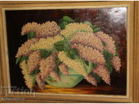 Still life oil painting with lilacs - signed