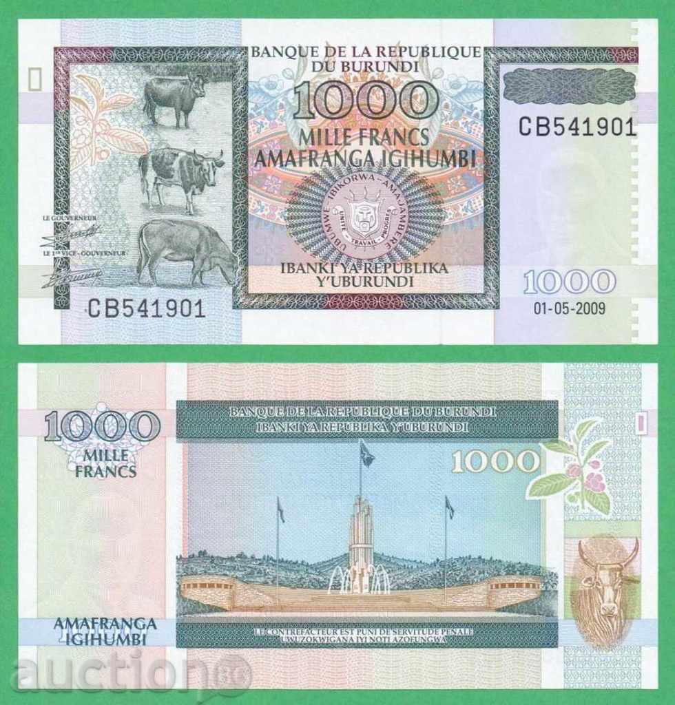 (¯`'•.¸ BURUNDI 1000 franci 2009 UNC ¸.•'´¯)