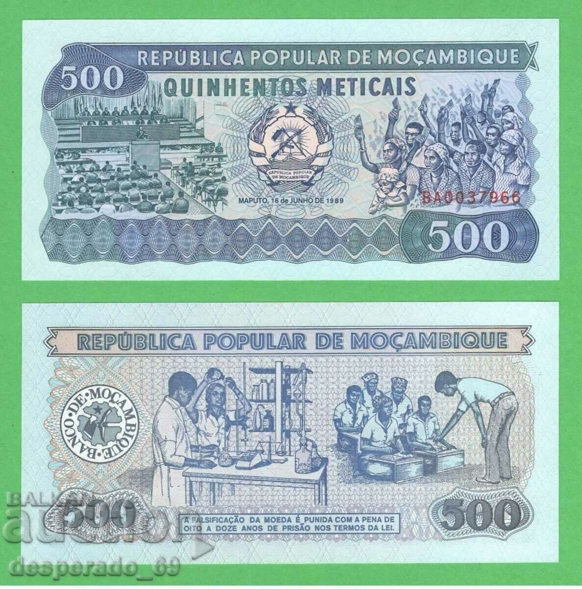 (¯`'•.¸ MOZAMBIC 500 meticais 1989 UNC ¸.•'´¯)