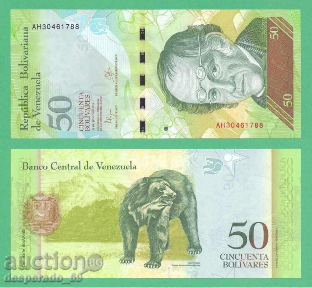 (¯`'•.¸ VENEZUELA 50 Bolivar 2015 UNC ¸.•'´¯)