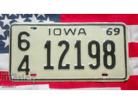 US license plate IOWA 1969