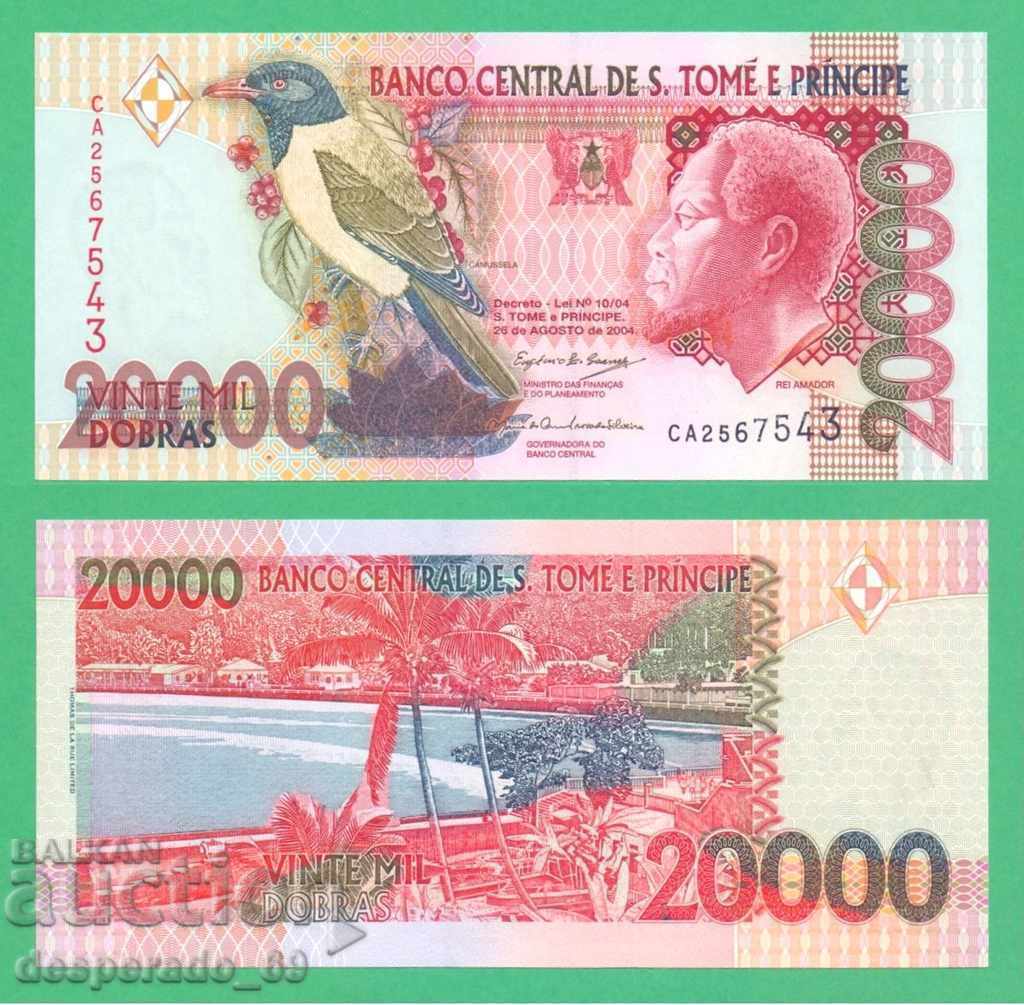 (¯`'•.¸ SAO TOME AND PRINCIPE 20,000 good 2004 UNC¸.•'´¯)