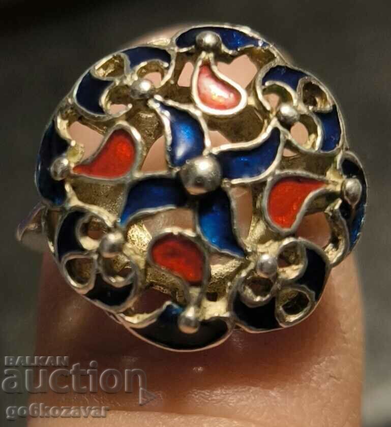 Аукцион Стар Руски Сребърен пръстен ! Емайл ! За дами ! Аукцион Стар Руски Сребърен пръстен ! Емайл ! За дами !