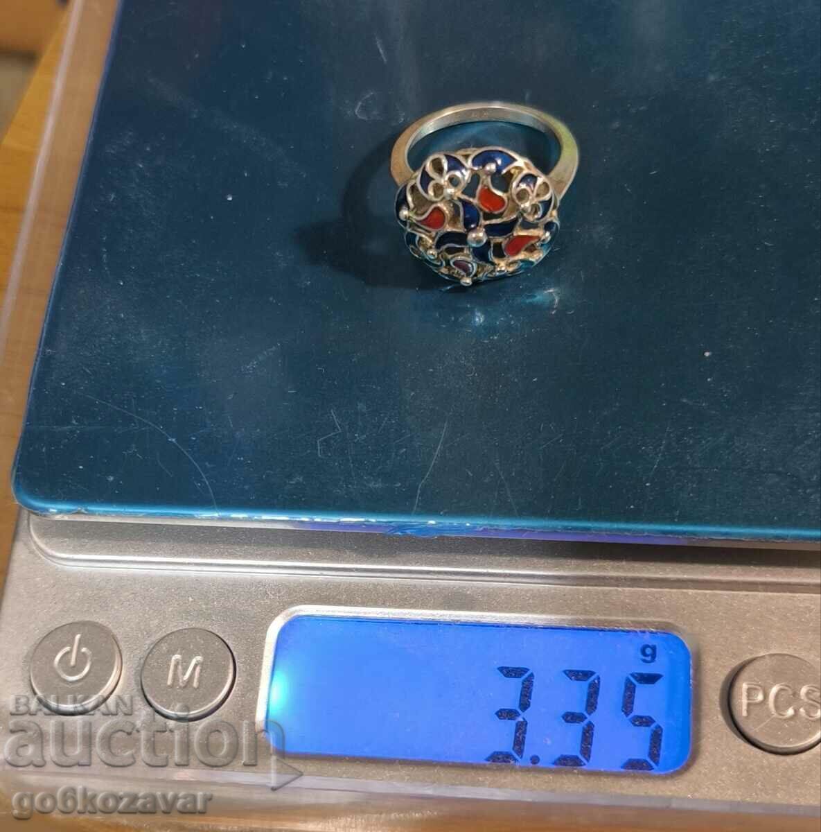 Стар Руски Сребърен пръстен ! Емайл ! За дами ! - 7 Стар Руски Сребърен пръстен ! Емайл ! За дами ! - 7