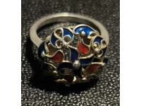 Old Russian Silver Ring! Enamel! For ladies!