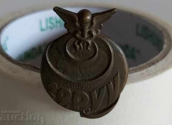 . CEHOSLOVACIA FOARTE VECHE INSIGNĂ MARE CU NUMĂR DE SERIE