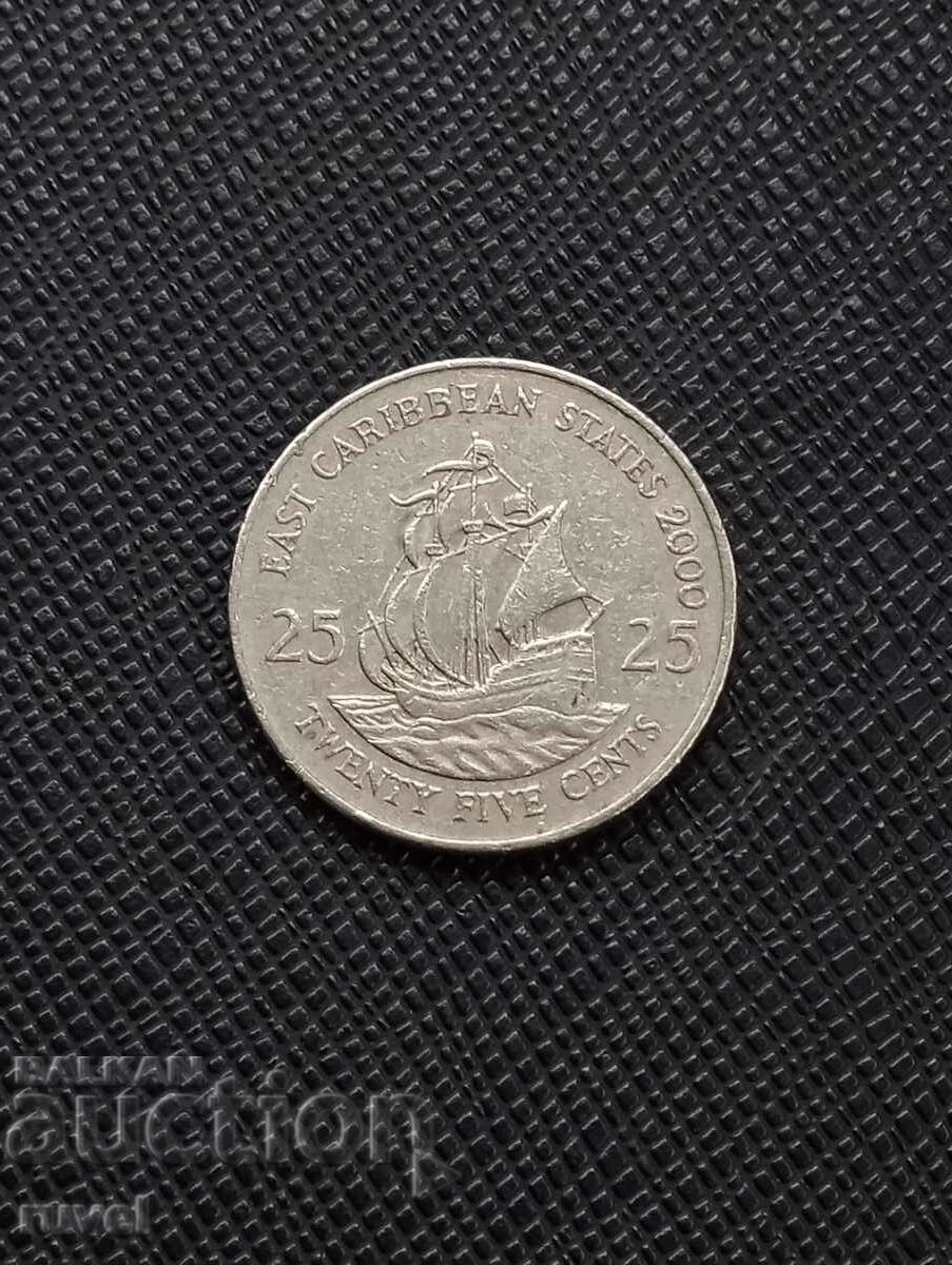 Eastern Caribbean 25 cents 2000