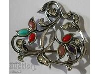 OLD BROWN-SILVER BROOCH