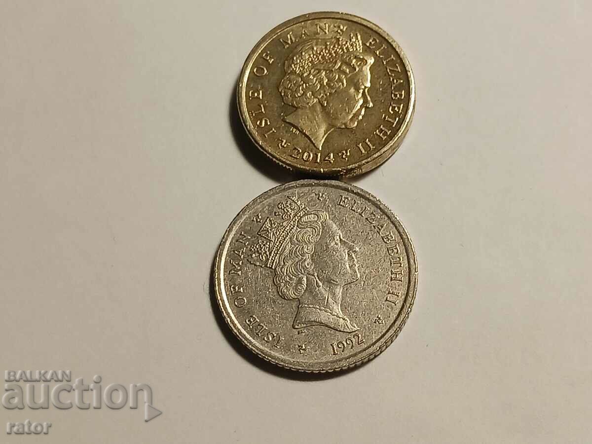 Livrarea ISLE OF MAN - 1 Pound 2014 și 10 pence 1992 Livrarea ISLE OF MAN - 1 Pound 2014 și 10 pence 1992