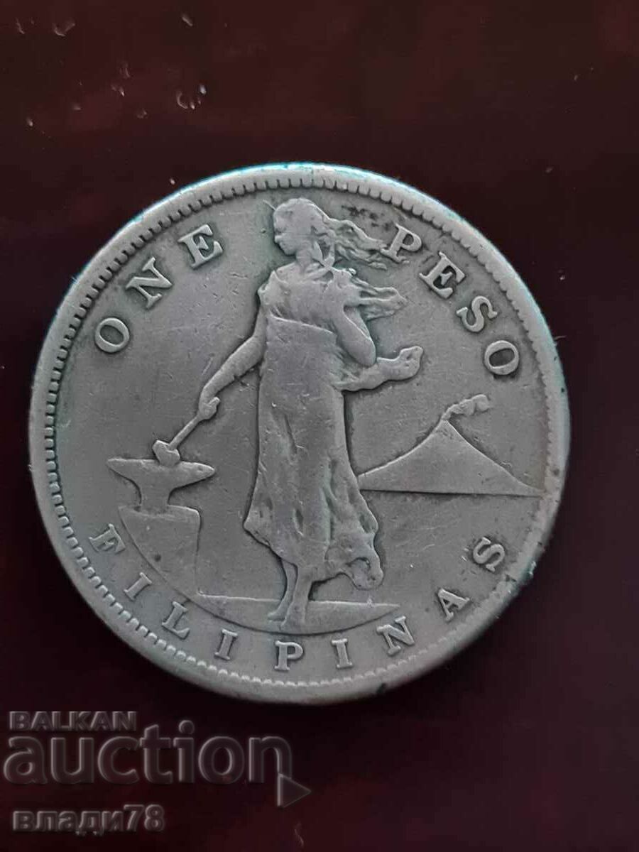 1907 1 peso silver coin