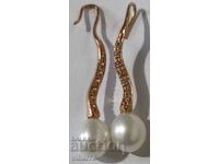 Beautiful silver earrings with gold plating and pearls