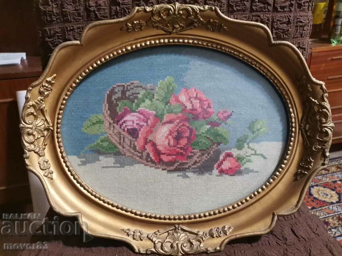 Tapestry "Basket of Red Roses".