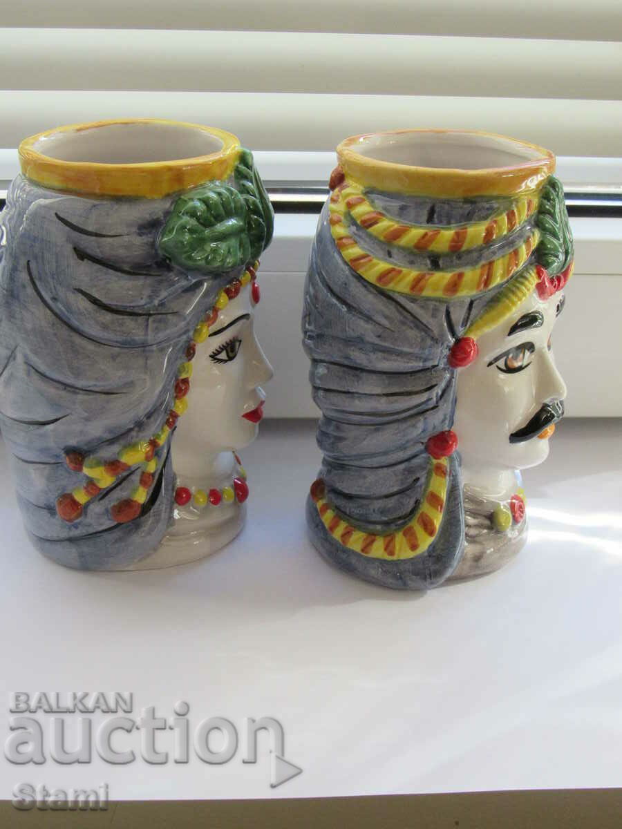 Auction  Set of two Moorish vases from Sicily, Italy-1