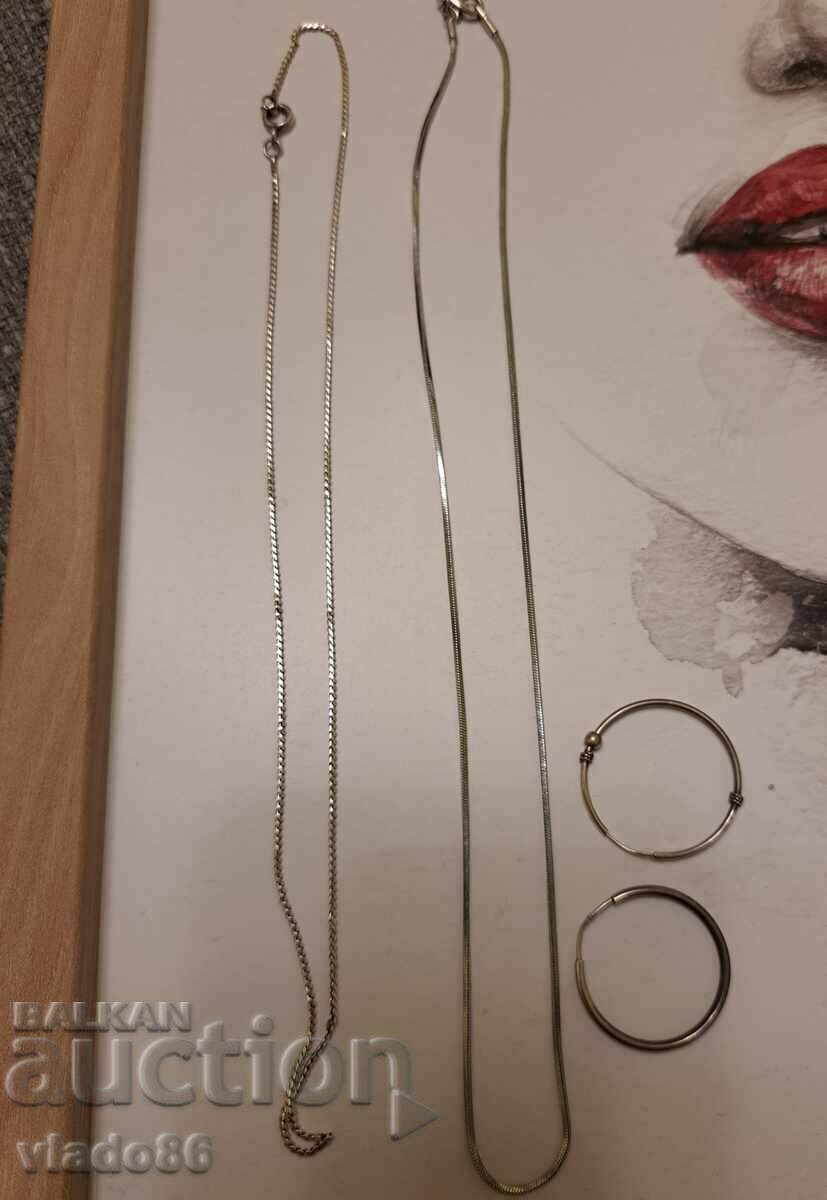 Women's silver jewelry, earrings, necklaces, chains with price 40.00 BGN | € 20.45 Women's silver jewelry, earrings, necklaces, chains with price 40.00 BGN | € 20.45