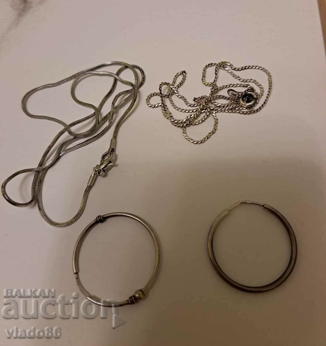 Auction Women's silver jewelry, earrings, necklaces, chains Auction Women's silver jewelry, earrings, necklaces, chains