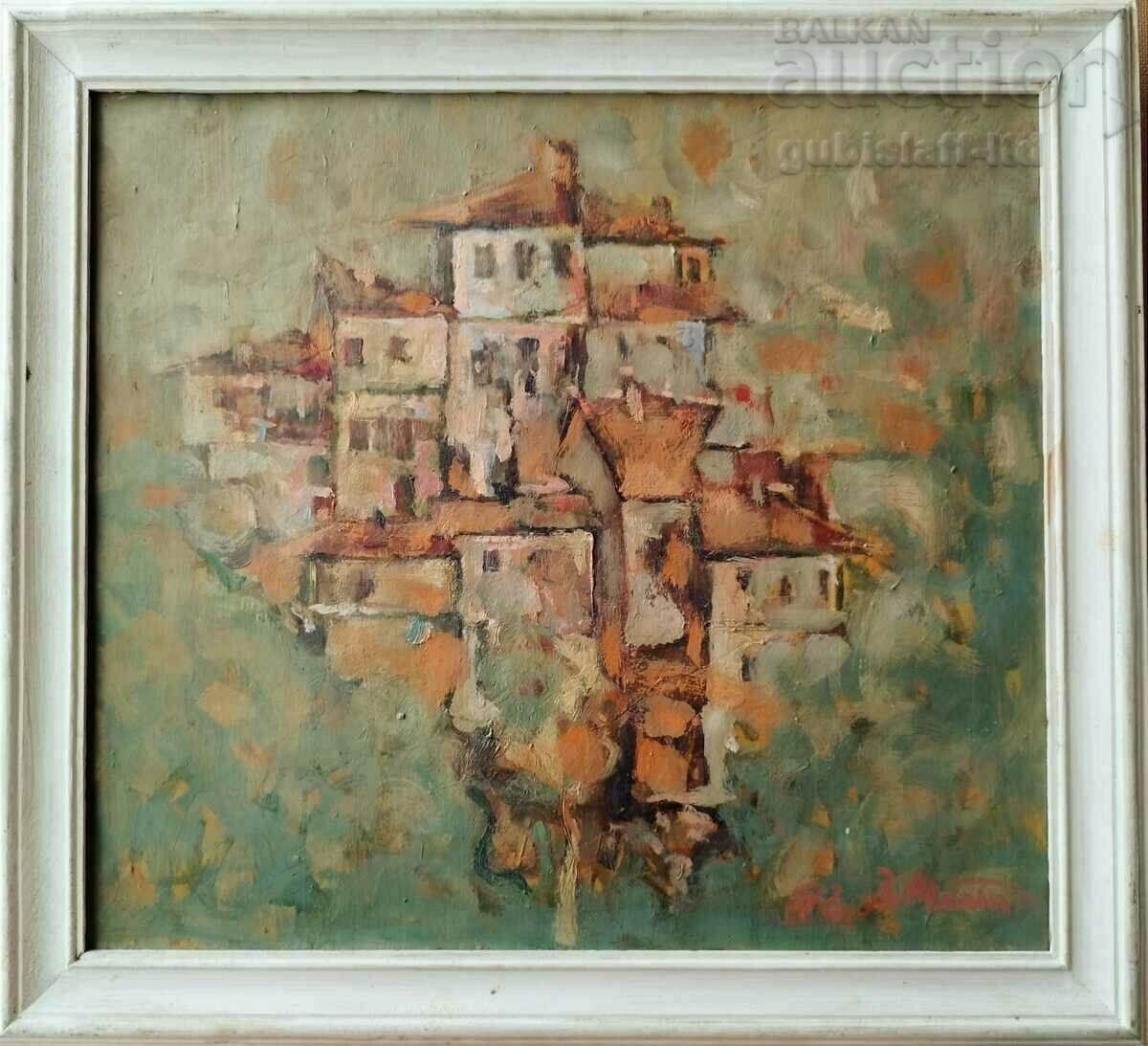 Painting "The Old City", 1998, art. Velo Mitev (1948-2011)