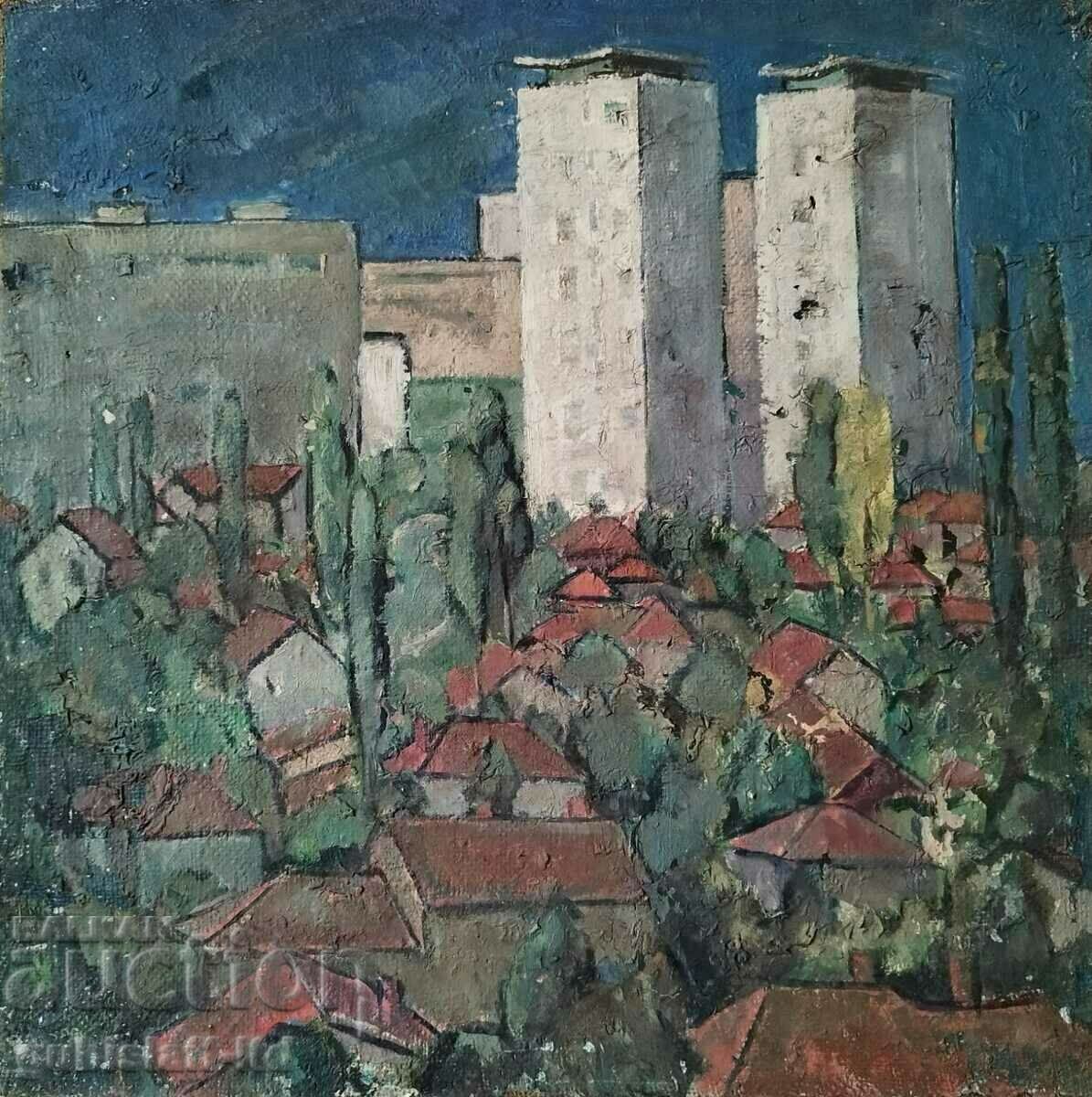 Painting, cityscape, art. Zhecho Dunev (1926-1975)