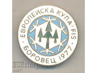 Rare sports badge European Ski Cup Borovets 1977 enamel