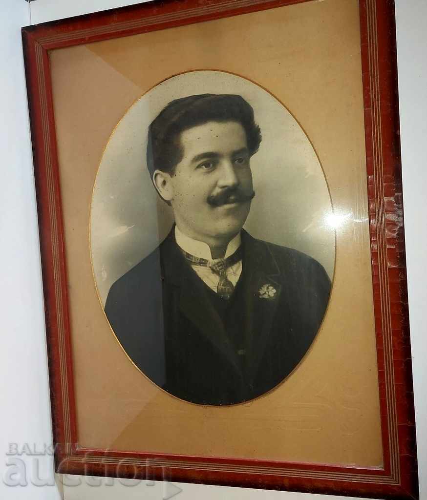 . 1910 MARE PORTRET VECHI AL UNUI OM RAMA FOTOGRAFIE - 5
