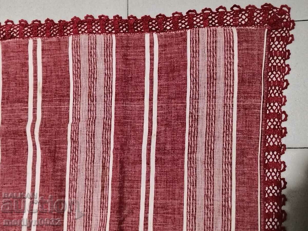 Delivery of Old handwoven bed sheet with lace border embroidery Delivery of Old handwoven bed sheet with lace border embroidery