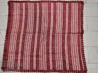 Old handwoven bed sheet with lace border embroidery