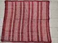 Cearșaf de pat vechi țesut manual, cu broderie din dantelă