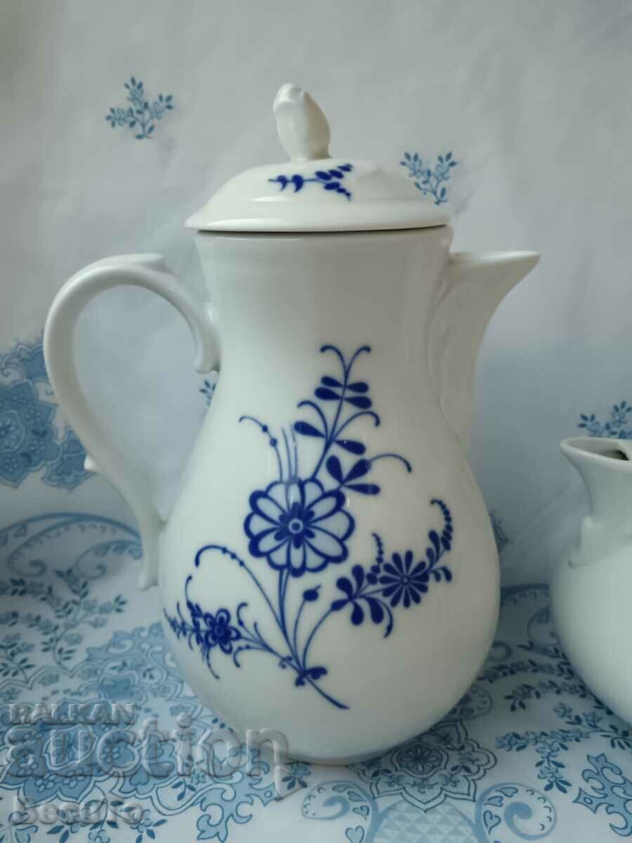 Tirschenreuth Bavaria jug and teapot, cobalt flowers with price 54.00 BGN | € 27.61 Tirschenreuth Bavaria jug and teapot, cobalt flowers with price 54.00 BGN | € 27.61