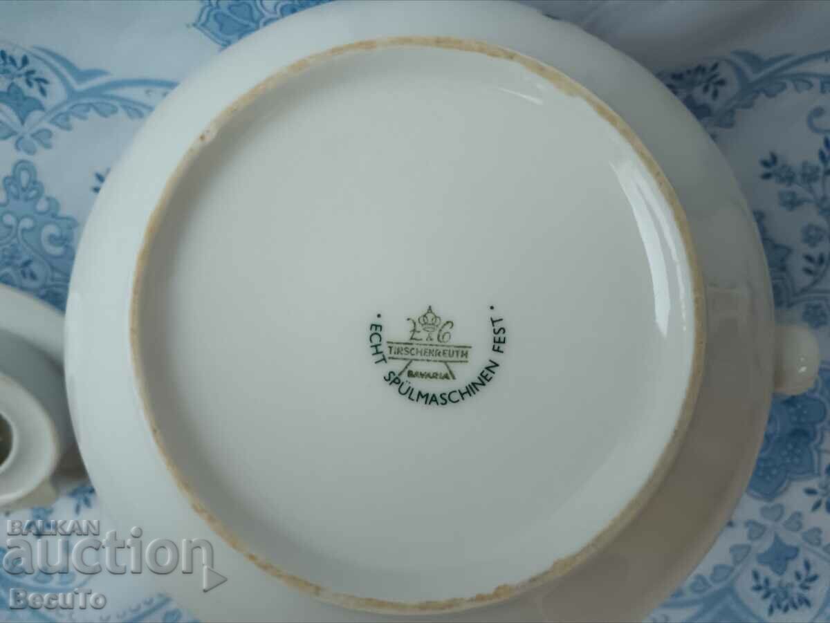 Tirschenreuth Bavaria jug and teapot, cobalt flowers - 7 Tirschenreuth Bavaria jug and teapot, cobalt flowers - 7