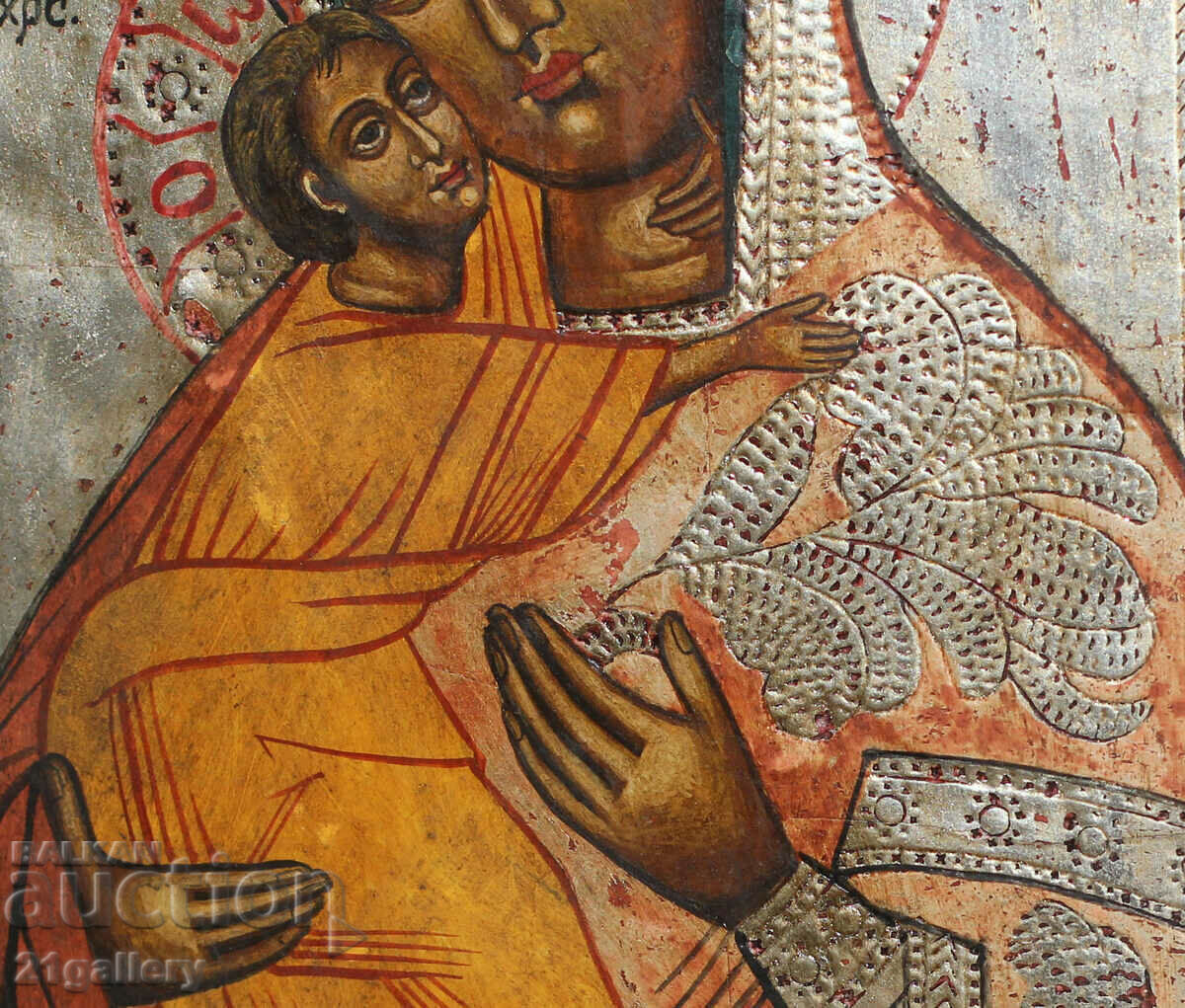 Icoana pictata manual a Sfintei Maicii Domnului cu Pruncul - 6