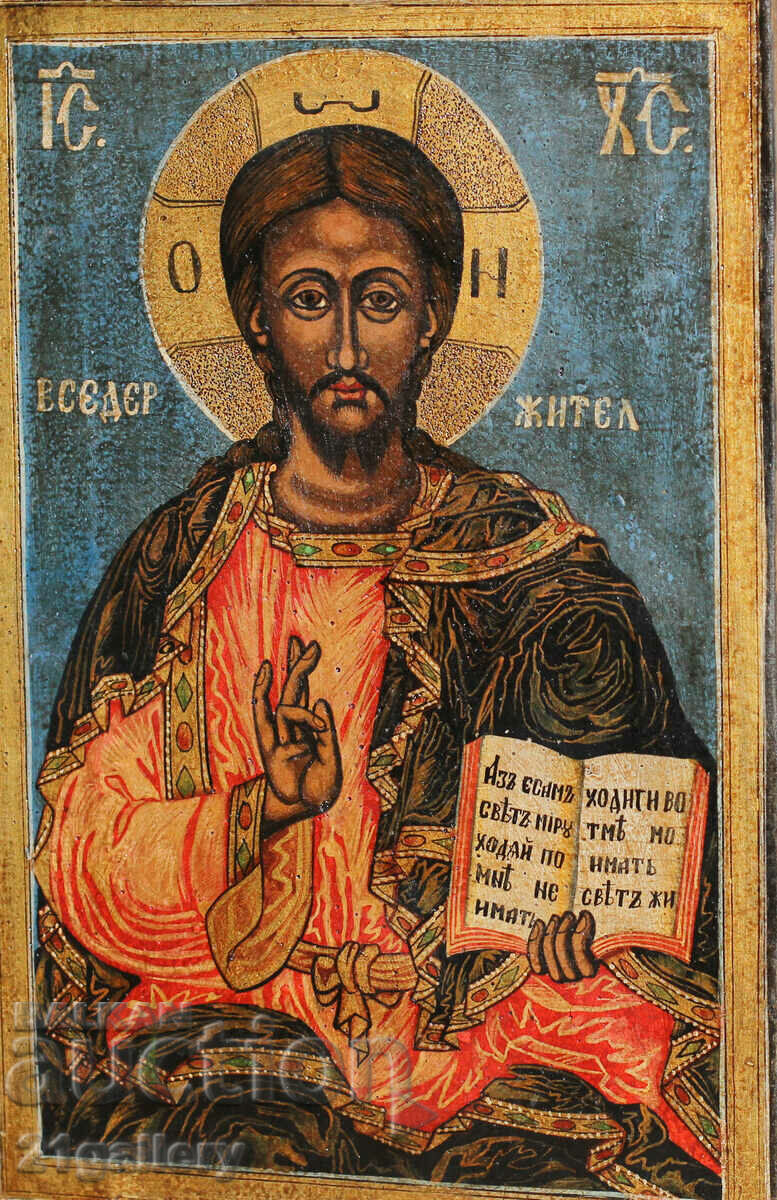 Modern icon, hand painted Jesus Christ Pantokrator