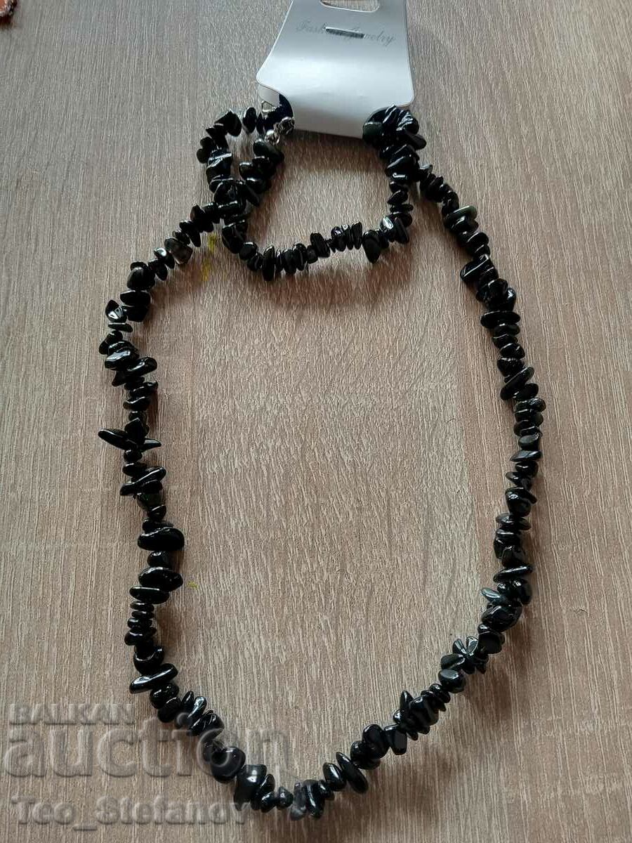 Natural onyx stone necklace and bracelet set