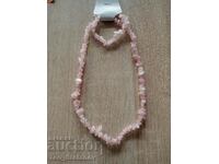 Rose quartz necklace and bracelet set