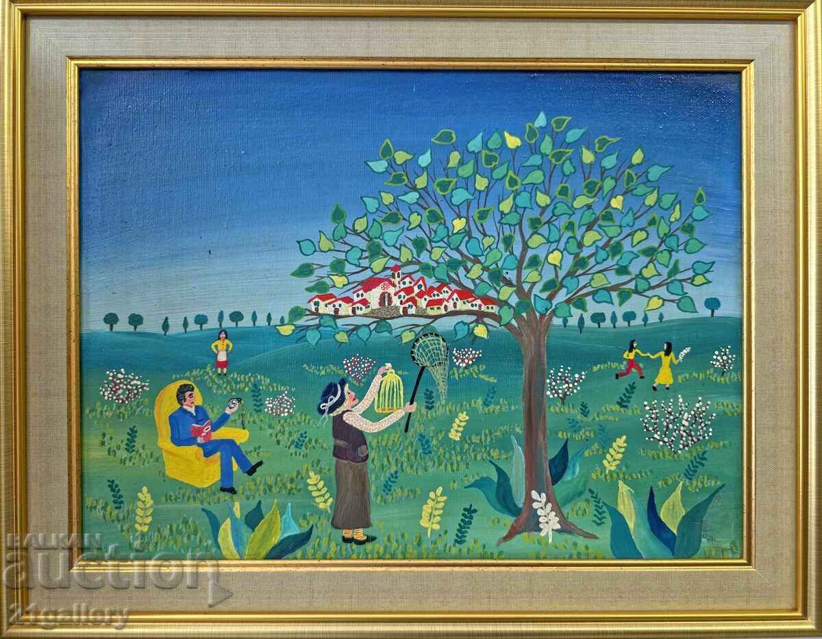 Contemporary oil painting landscape naïveté signed - 6 Contemporary oil painting landscape naïveté signed - 6
