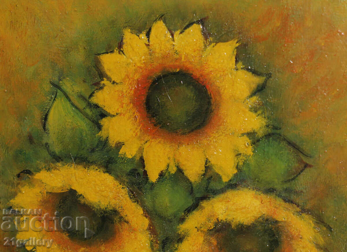 Delivery of Nikolay Iliev, still life sunflowers, oil paints
