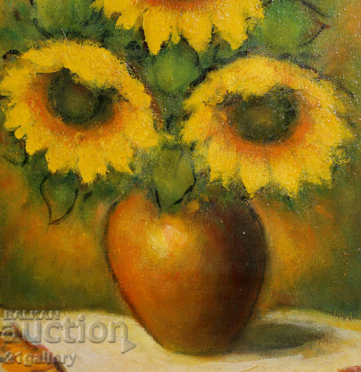 Nikolay Iliev, still life sunflowers, oil paints - 6