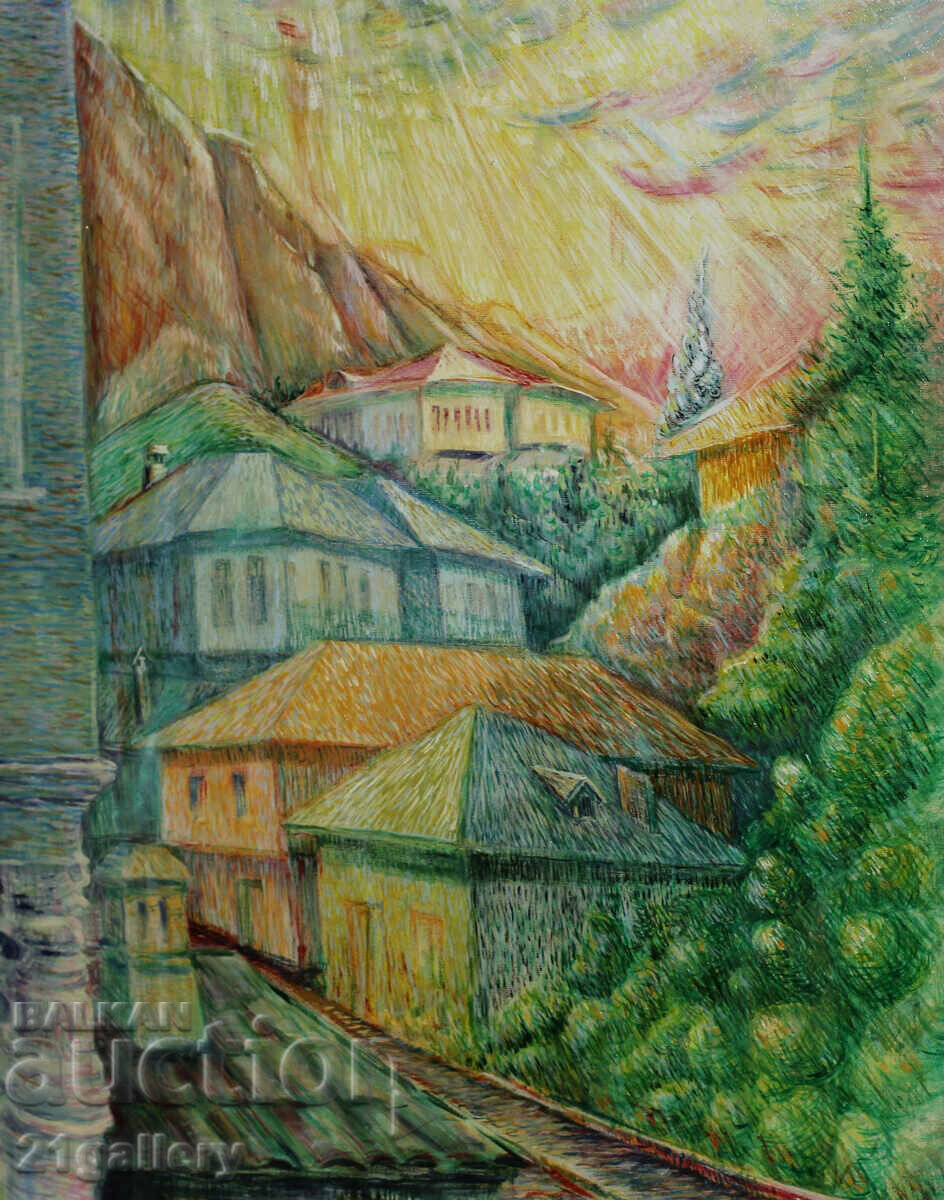 Toshko Iliev Vopsele în ulei, peisaj „Melnik” cu preț 550.00 BGN | € 281.21 Toshko Iliev Vopsele în ulei, peisaj „Melnik” cu preț 550.00 BGN | € 281.21